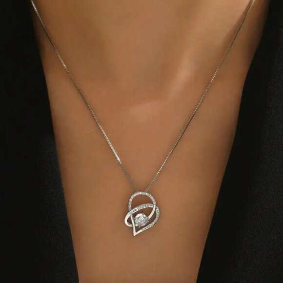 925 Silver Womens 1ct Diamond Heart Pendant Necklace Ladies New 16" 18" Jewelry - Picture 2 of 6